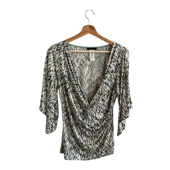 Vintage Y2K Fairy Sparkle Top Sz M Surplice Abstract Flowy Lightweight 90s Boho - Picture 1 of 9